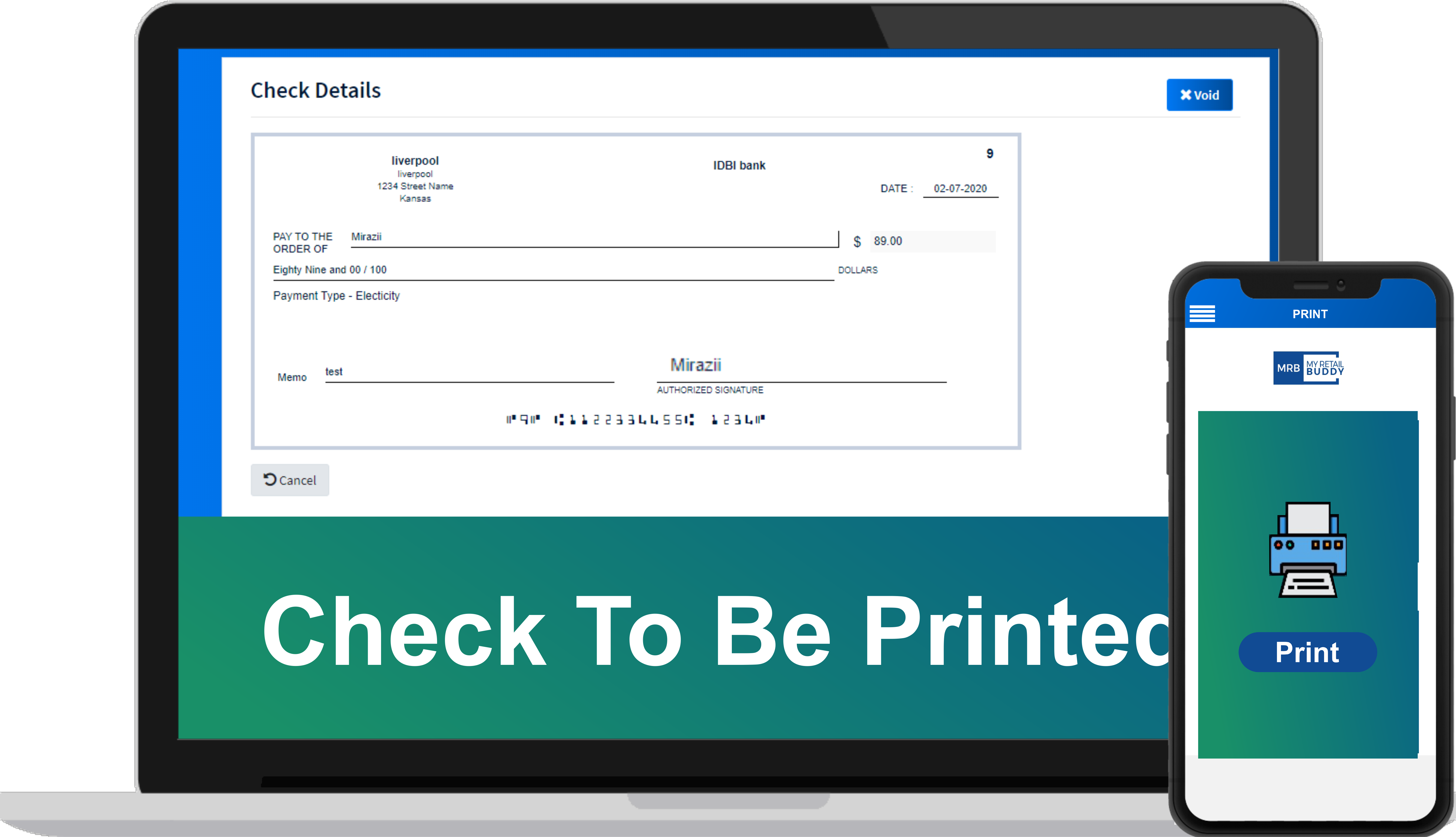My Retail Buddy – Check printing software